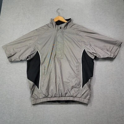 FJ FootJoy DryJoys Rain Jacket Mens Medium Gray Black Short Sleeves Golf - Image 1 of 4