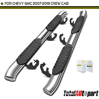 Barras de peldaños laterales cromadas S/S 304 para Chevy Silverado 1500 GMC Sierra doble cabina Foto 1 de 4