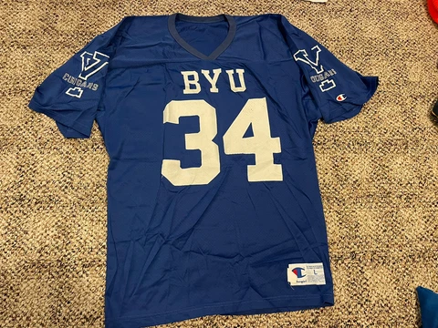 BYU Rare Champion #34 L  1990’s Brigham Young Football  Practice Jersey Cover