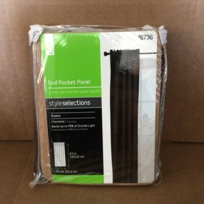 Style Selections Rod Pocket Panel Walker in Chocolate 63 x 40 #6736 NEW - Image 1 of 3