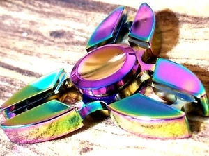 Metal Rainbow Oil Slick Tri Fidget Small  Hand Spinner ADHD Anxiety Toys EDC 🤏 - Picture 1 of 12