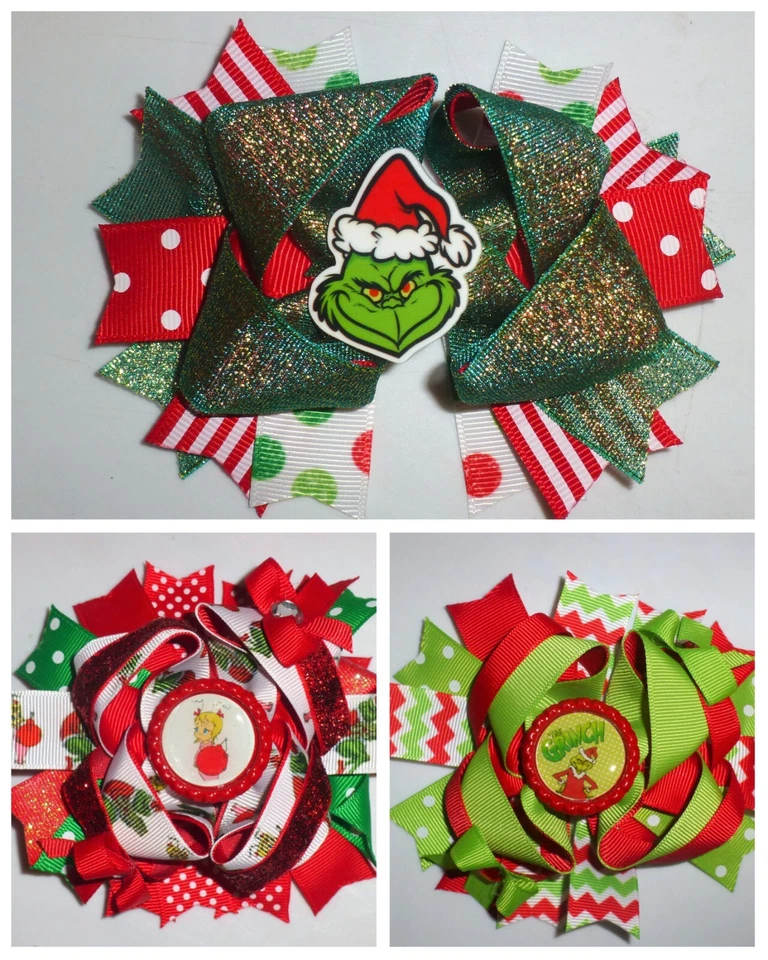 NEW Grinch Stole Christmas Girls 5-inch Hair Bow Clip - Image 1 of 1
