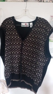 复古 Florence Tricot 意大利制造羊毛混纺多色图案毛衣背心 XL — 第 1/4 张图片