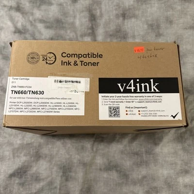 V4INK TN660 Compatible Brother TN630 Toner For MFC-L2700DW HL-L2340DW HL-L2300D - Image 1 of 4