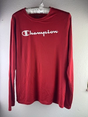 Champion Logo Shirt Red Youth Size XL Long Sleeve Crewneck Polyester - Image 1 of 4