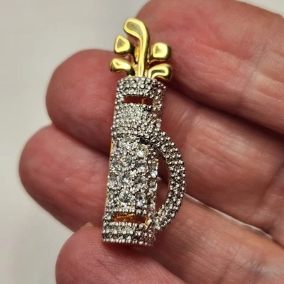 сумка для гольфа pave со стразами брошь заколка золотистый серебристый bingy спортивные украшения - Изображение 1 из 3