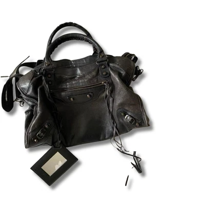 Bolsa de ombro BALENCIAGA City couro cor preta espelho bolsa de pó etiqueta NNCk20 - Imagem 1 de 4