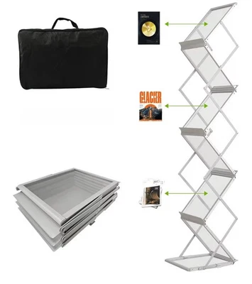 Porta-catálogo dobrável 6 bolsos carregador display folheto suporte literatura rack - Imagem 1 de 4