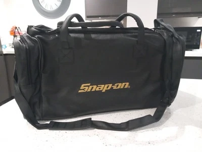 Snap On Tools Black Leather / suede look Luggage Roll Carry Overnight Kit Bag - Image 1 of 4