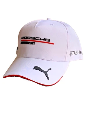 Gorra de béisbol blanca con logotipo de Porsche Motorsport. Goma de silicona. Reproducción. Foto 1 de 4