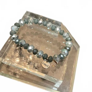 Erimish Charcoal Gray Faceted Beads Iridescent Bracelet - Picture 1 of 1