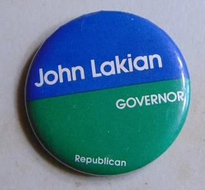 John Lakian 1982 Massachusetts Governor campaign pin button political - Picture 1 of 1