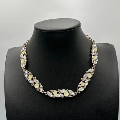 Ожерелье с желтыми прозрачными стразами розовое золото блестящий воротник маркиза 14 дюймов - Изображение 1 из 4