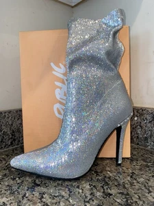 Public Desire wadenlang silber direkt silber Pailletten 5 Größe 7 neu mit Etikett - Bild 1 von 10