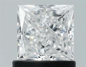 Cert. GIA 0.96 CT Princess Cut Natural Mined Diamond Loose E color SI1 clarity - Picture 1 of 2