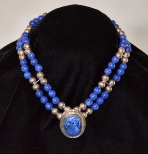 COLLAR COLGANTE ELIZABETH ETSITTY NAVAJO PLATA ESTERLINA AZUL LAPISLÁZULI - Imagen 1 de 7