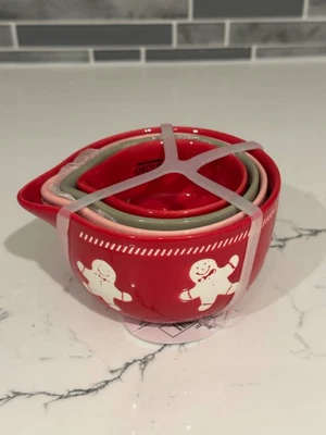 Ho Ho Ho Rojo Verde Rosa Pan de Jengibre Hombre Tazas Medidoras Navidad 2023 M1 Foto 1 de 2