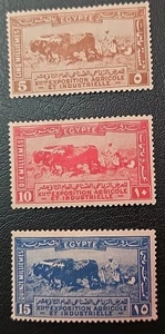🇪🇬1926 EGYPT, Rare 3 Stamps 5, 10, 15 M,  Sc#108-110  MH OG WMK  - Picture 1 of 5