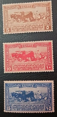 🇪🇬1926 EGYPT, Rare 3 Stamps 5, 10, 15 M,  Sc#108-110  MH OG WMK  - Image 1 of 4