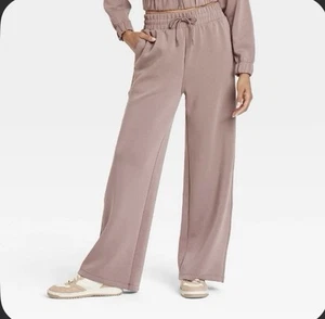 Women's Airy Sleek High-Rise Wide Leg Sweatpants - All in Motion™ Light Brown S - Picture 1 of 1