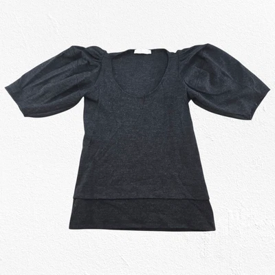 Stella McCartney Dark Gray Puff Sleeve Knit Top Size IT 42 US 6 Italy Minimalist - Image 1 of 4