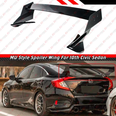 Alerón de maletero estilo M brillante JDM sedán de 4 puertas para Honda Civic 2016-21 ala alta Foto 1 de 4