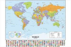 Map of The World Classroom School 150x100cm Print Poster Mural Wall Chart Decor - Picture 1 of 10