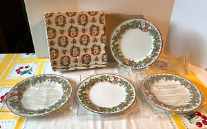 New ListingFitz & Floyd St Nicholas Christmas Dinner Plates Original Box & Packing Set of 4
