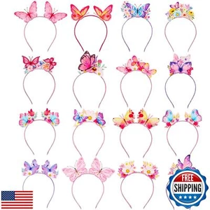 Blosssound 16 Pieces Butterfly Headbands Bulk Felt Butterflies Flowers Hair A - Picture 1 of 5