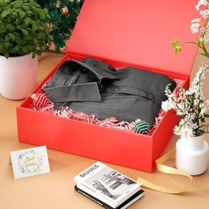 5-Pack Red Magnetic Gift Boxes 9.5" x 9.5" x 3.75" with Stuffing Paper - Picture 1 of 5