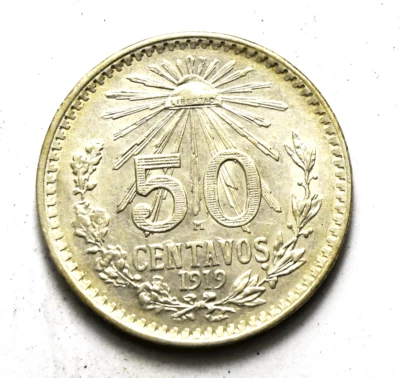 1919 Mexico Estados Unidos Mexicanos 50 Centavos KM# 447 Clashed AU - Image 1 of 4