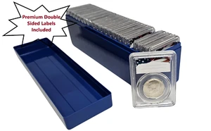 20-Pack 30mm Premium Coin Slab Holder & Blue Plastic Case For US Half Dollars - Picture 1 of 9