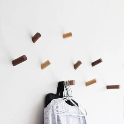 Retro Wooden Wall Mounted Coat Robe Hooks Clothes Bag Towel Storage Hanger Rack - Image 1 of 4