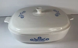 Corning Ware blaue Kornblume (P-10-B) 10" Auflaufform mit weißem Pyroceramdeckel - Bild 1 von 10