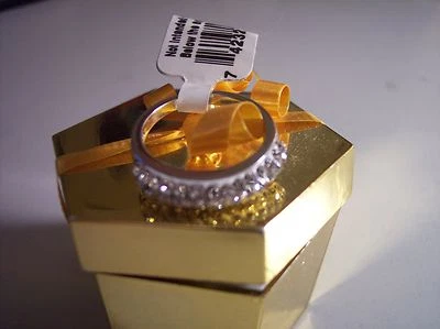 NUEVO BANDA/ANILLO MUJER PLATA ESTERLINA CRISTAL BLANCO RACIMO TALLA 7 FIRMADO Foto 1 de 4