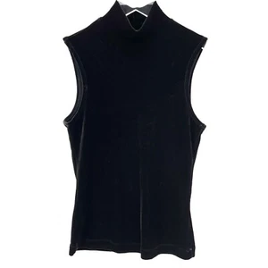 Top sin mangas de terciopelo BCBG Maxazria vintage talla XS cuello falso negro gótico bruja - Imagen 1 de 8