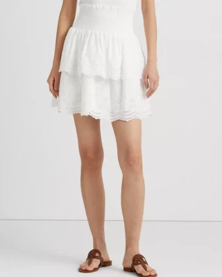 Minifalda de algodón bordada con ojales Lauren Ralph Lauren 17C 428 Foto 1 de 4