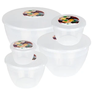 Just Pudding Basins with Lids Space Saving Set with Sizes ¼, ½, 1, 2, 3 Pints - Picture 1 of 28