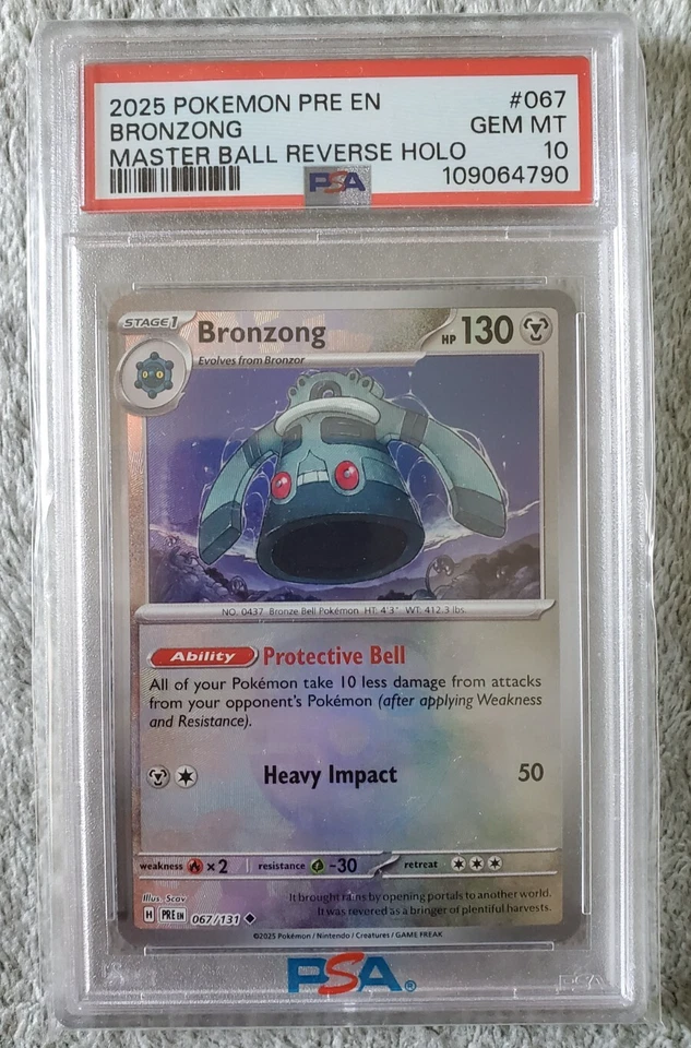Bronzong Master Ball Pattern 067/131 Prismatic Evolutions Reverse Holo PSA 10 - Image 1 of 4