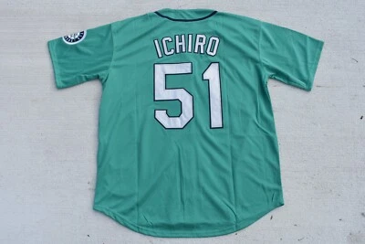 New! Ichiro Suzuki Teal Blue Mariners ALT Home Baseball Jersey Adult Men's Large - Image 1 of 2