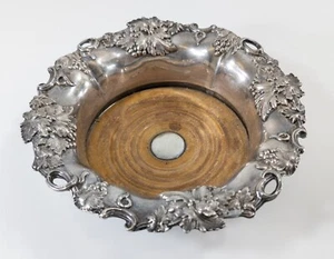 Antique English Sheffield Silverplate Grape Motif Wine Coaster - Picture 1 of 9
