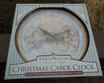 Reloj de Pared MUSICAL Vintage Años 90 Thomas Kinkade VILLAGE NAVIDAD Reproduce 12 Villancicos Foto 1 de 4