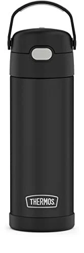 THERMOS FUNTAINER 16 Oz Stainless Steel Bottle with Wide Spout Lid Black Matte