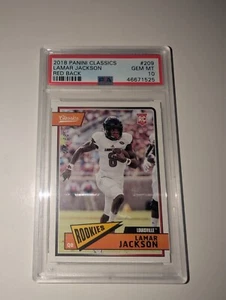 2018 Panini Classics #209 Red Back Lamar Jackson ROOKIE RC #/299 RARE PSA 10 - Picture 1 of 8