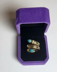 Barse Studio Bronze Turquoise Coil Ring size 7 Stunning W Purple Velvet Ring Box - Picture 1 of 6
