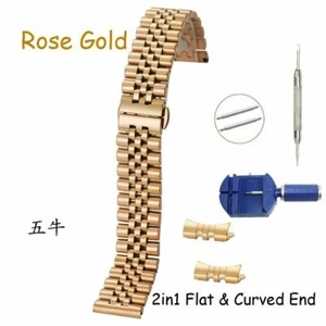 22mm Stainless Steel Metal Bracelet w Flat Curved Ends 12-20mm Watch Strap Band - Picture 1 of 20