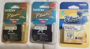 BROTHER P-Touch M-Tape-1/2", Black on White M-231 - Picture 1 of 2