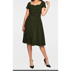 VOODOO VIXEN Jäger grün Retro Stil Pinup Kleid Damen Größe S - Bild 1 von 12