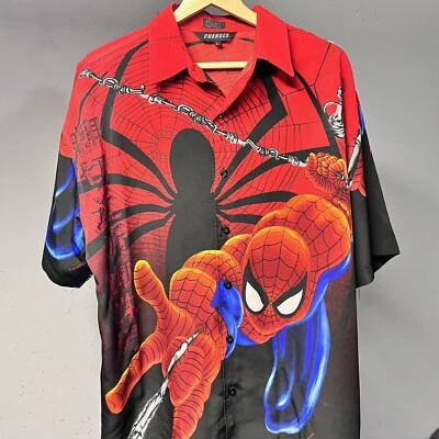 Spider-Man Short Sleeve Button Shirt All Over Print 2001 Marvel Spiderman Promo - Image 1 of 4