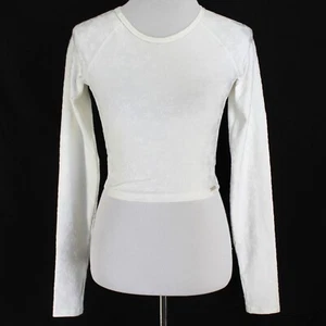 Top corto Zyia Active copo de nieve para mujer talla S blanco manga larga elástico nailon - Imagen 1 de 7